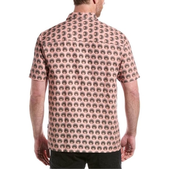 Ted Baker Pegus Retro Spot Print Linen-Blend Button Down Shirt XL Pink - Picture 2 of 8
